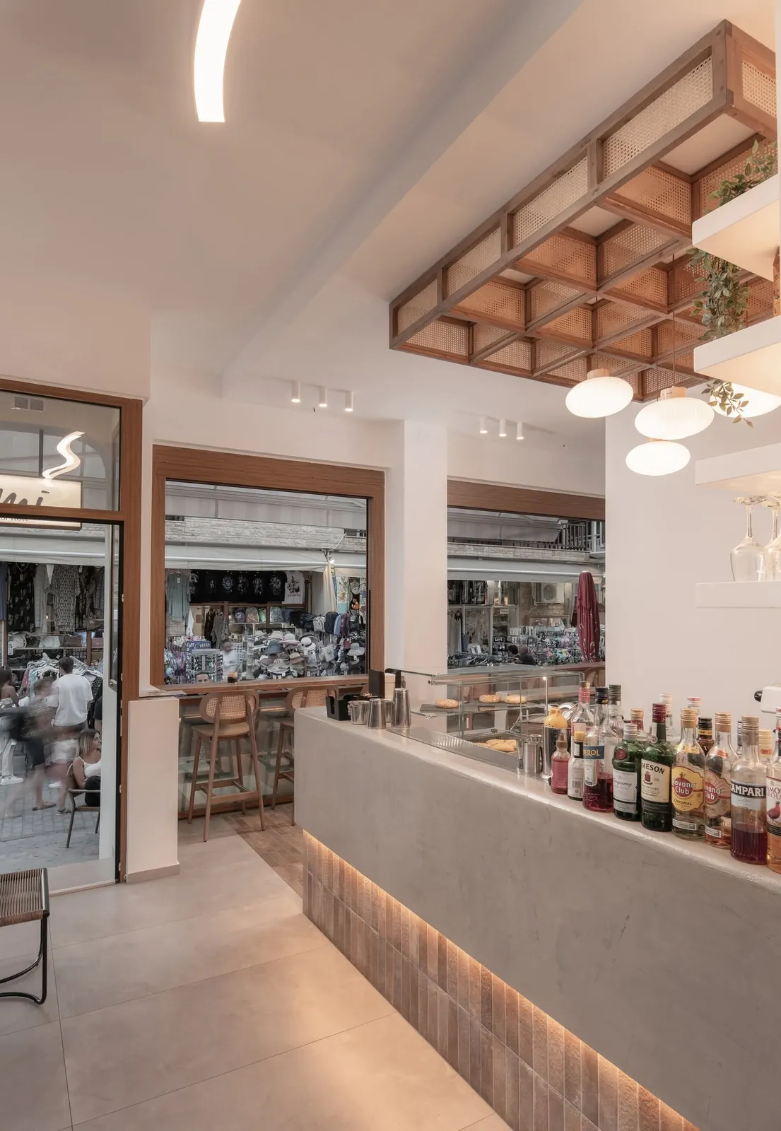 Interior view of Nami with the micro-cement bar counter